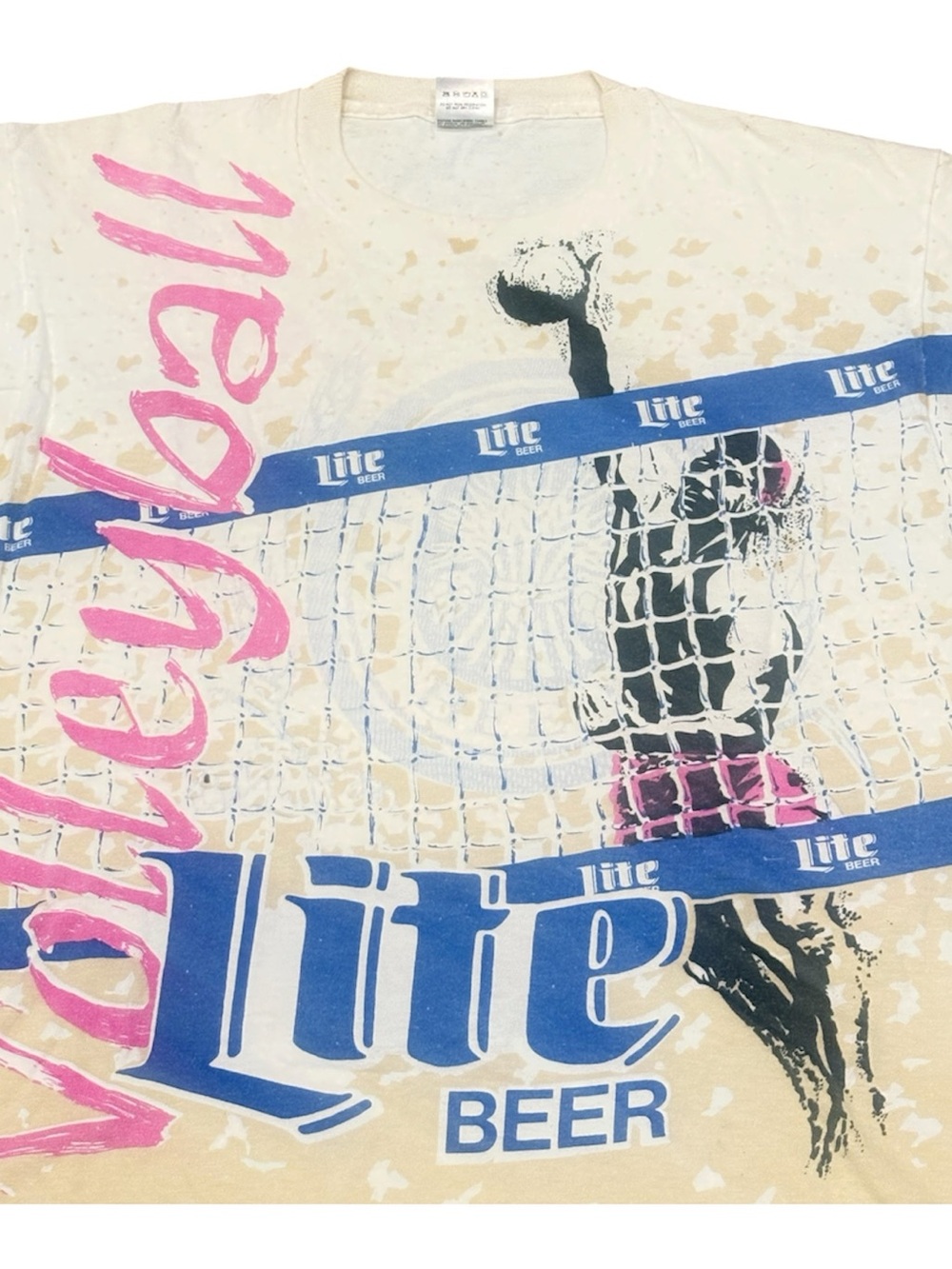 Miller Lite Volleyball Graphic Tee - Pink & Blue Print